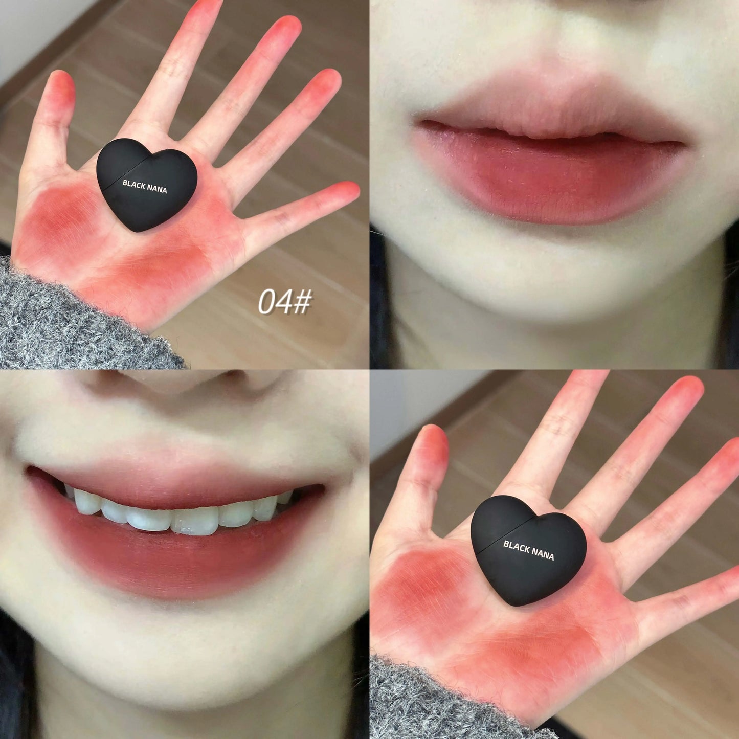 Mini Black Silver Heart Velvet Matte Lipstick Lip Mud Lip Gloss Nude Waterproof Lasting Lip Tint Cosmetic Makeup