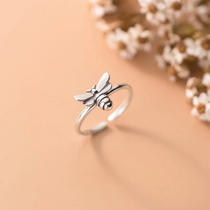 925 Sterling Silver Honeybee Adjustable Rings For Women Wedding Luxury Quality Jewelry Wholesale Offers With