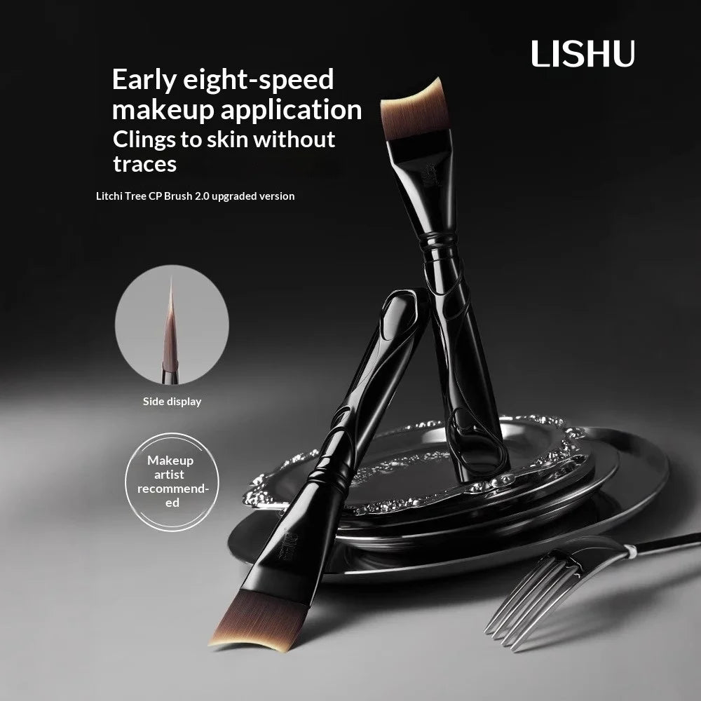 LISHU L-Shaped Foundation Brush Ultra Thin Curved Makeup Brush Seamless Liquid Concealer Blending Brush Professional Makeup Tool
