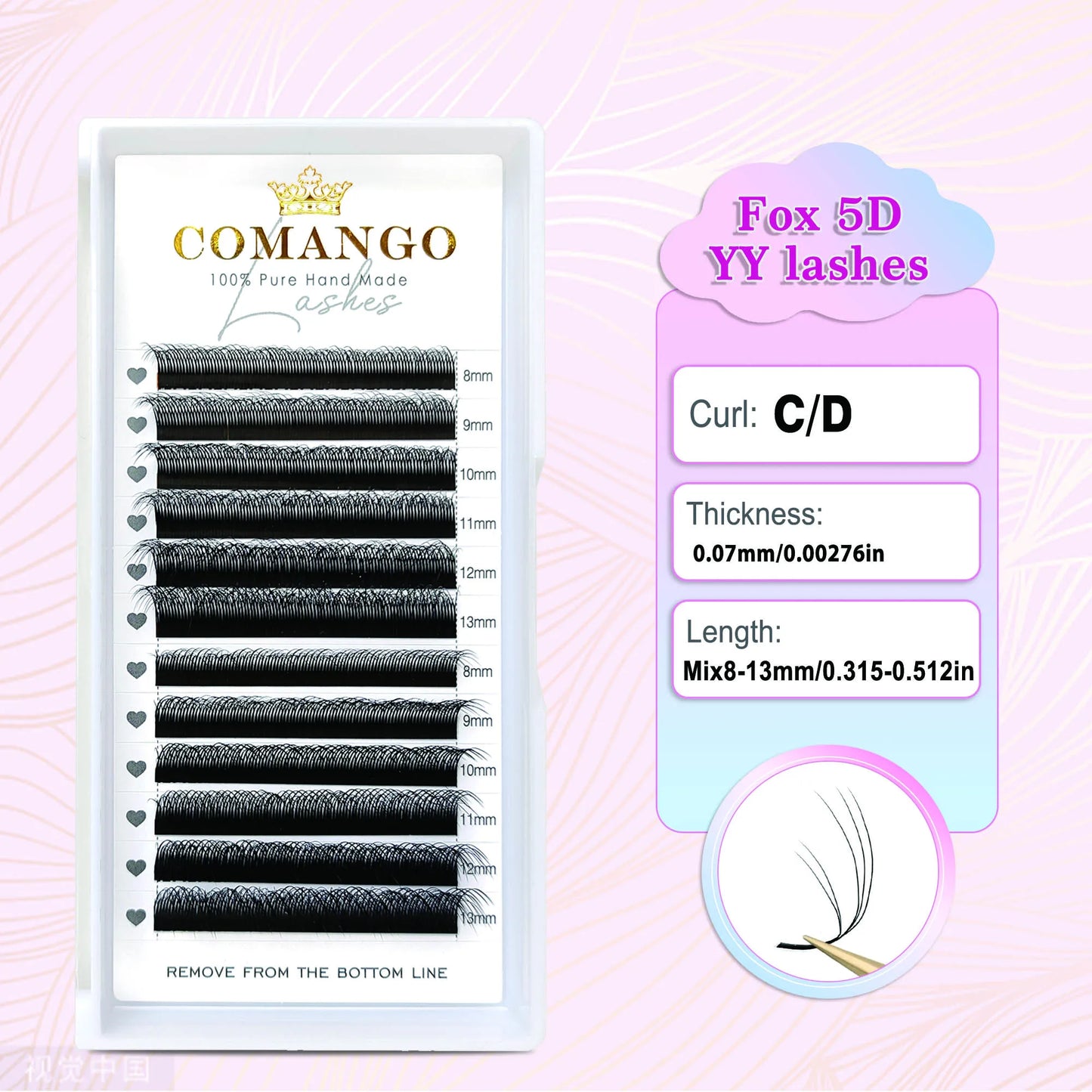Fox 5D YY Shaped Eyelashes Extension 8-13Mix New Style Matte Black Natural Fox Lashes High Quality Make-up Eyelashes