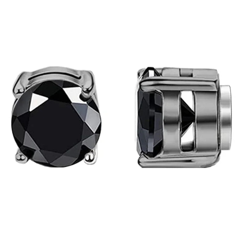 1-12 Pair Stainless Steel Magnetic Non Piercing Inlaid Cubic Zirconia Stud Earrings Clip on Hoop Earrings Set for Men Women