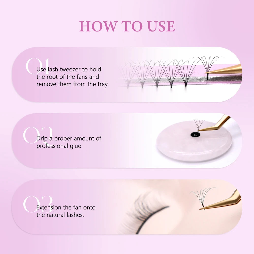 OWOSC 3D-20d Soft Natural Mink Eyelashes 120fans  Handmade Premade Volume Fans Eyelash Extension Maquillage Femme False Lashes