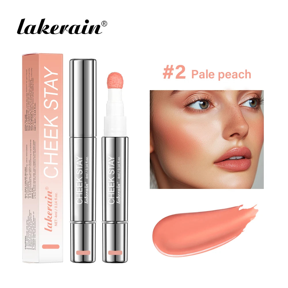 Cheek Blusher 6 colors Long-Lasting Cheek Stain All-Day Blendable Liquid Blush Long-Lasting Blush Sponge Applicator Cheek Makeup