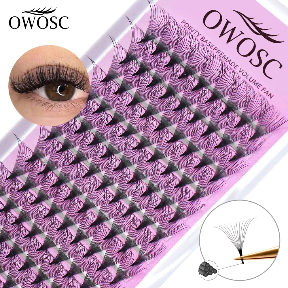 OWOSC 3D-20d Soft Natural Mink Eyelashes 120fans  Handmade Premade Volume Fans Eyelash Extension Maquillage Femme False Lashes