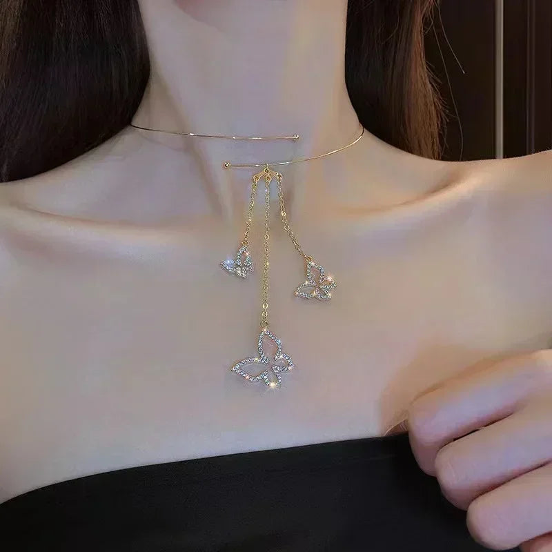 Imitation Pearl Tassel Flat Snake Bone Necklace For Women Fashionable Personalized Daily Accessory Party Jewelry Birthday Gifts