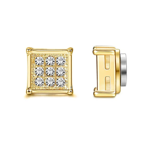 1-12 Pair Stainless Steel Magnetic Non Piercing Inlaid Cubic Zirconia Stud Earrings Clip on Hoop Earrings Set for Men Women