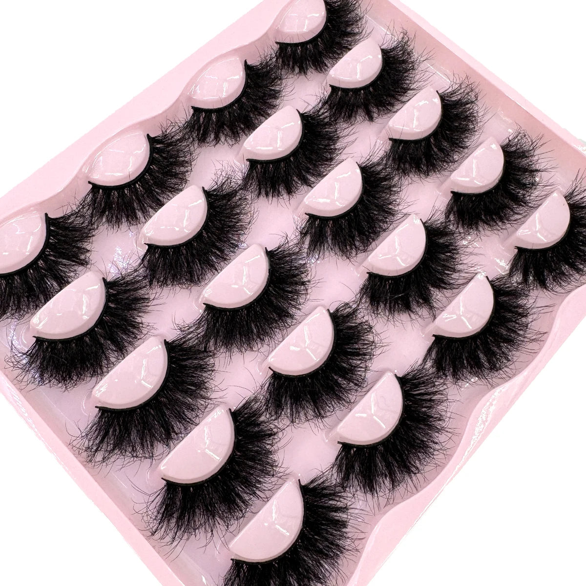 New 10 Pairs 3D Faux Mink Lashes Wispy Fluffy 25MM False Eyelashes Thick Volume Dramatic Cat Eye Lashes Long Strip Wispy Makeup
