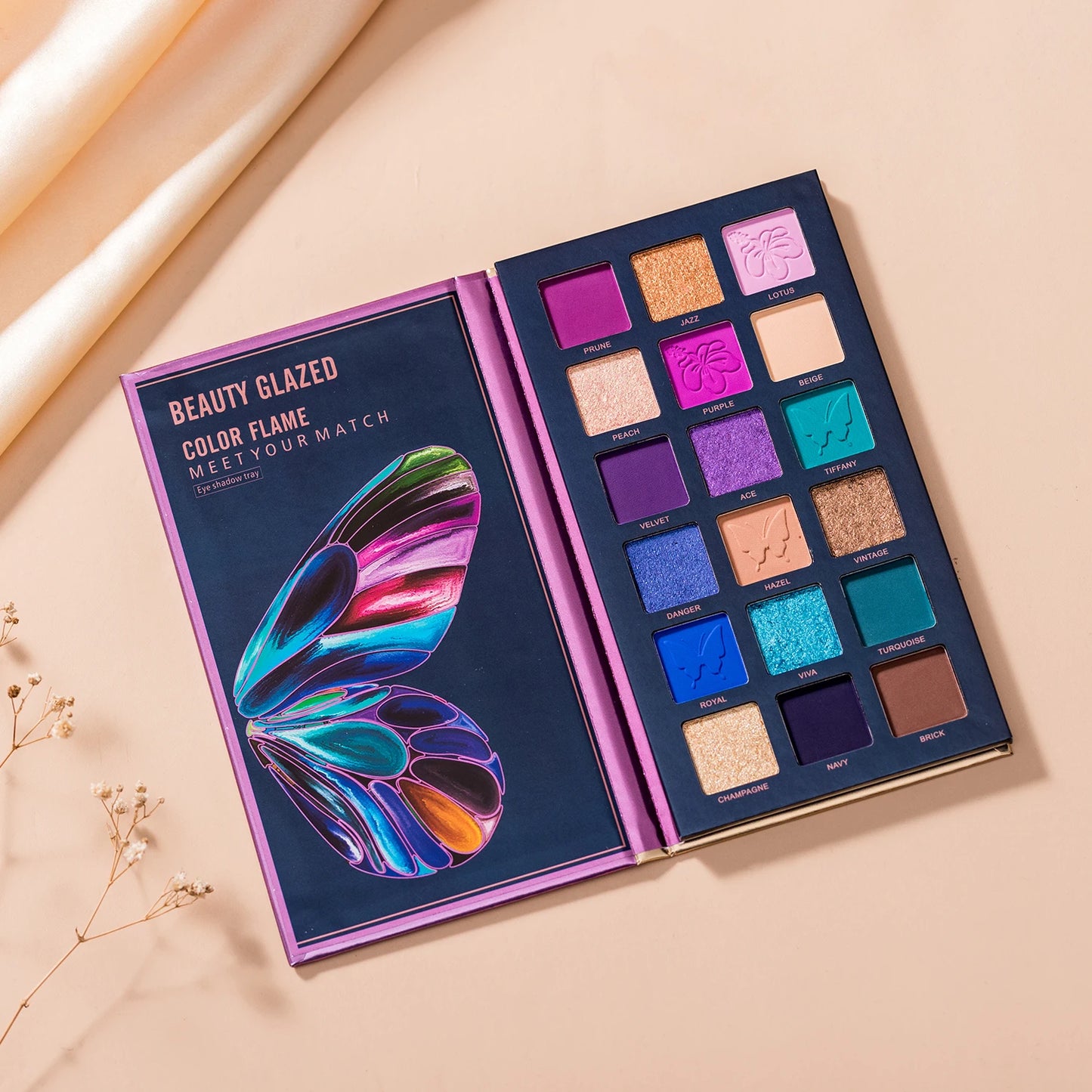 BEAUTY GLAZED Butterfly Highly Pigmented Eyeshadow Palette Smooth Matte & Shimmer Eye Shadow Easy To Blend 18 Colors Eye Makeup