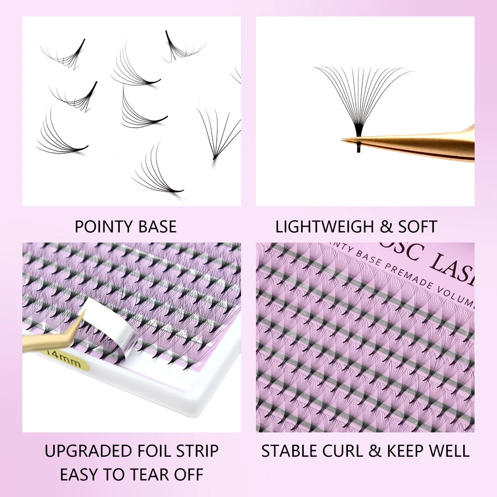 OWOSC 3D-20d Soft Natural Mink Eyelashes 120fans  Handmade Premade Volume Fans Eyelash Extension Maquillage Femme False Lashes