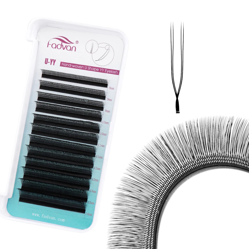 FADVAN U Shape YY Lashes C/D Curl Eyelashes Extension Waterproof Premium Soft Make up Mink Faux Lashes