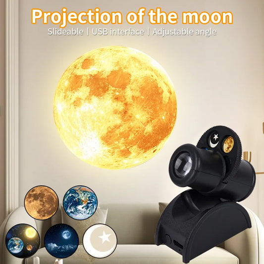 USB Moon & Planet Projection Lamp – LED Night Light