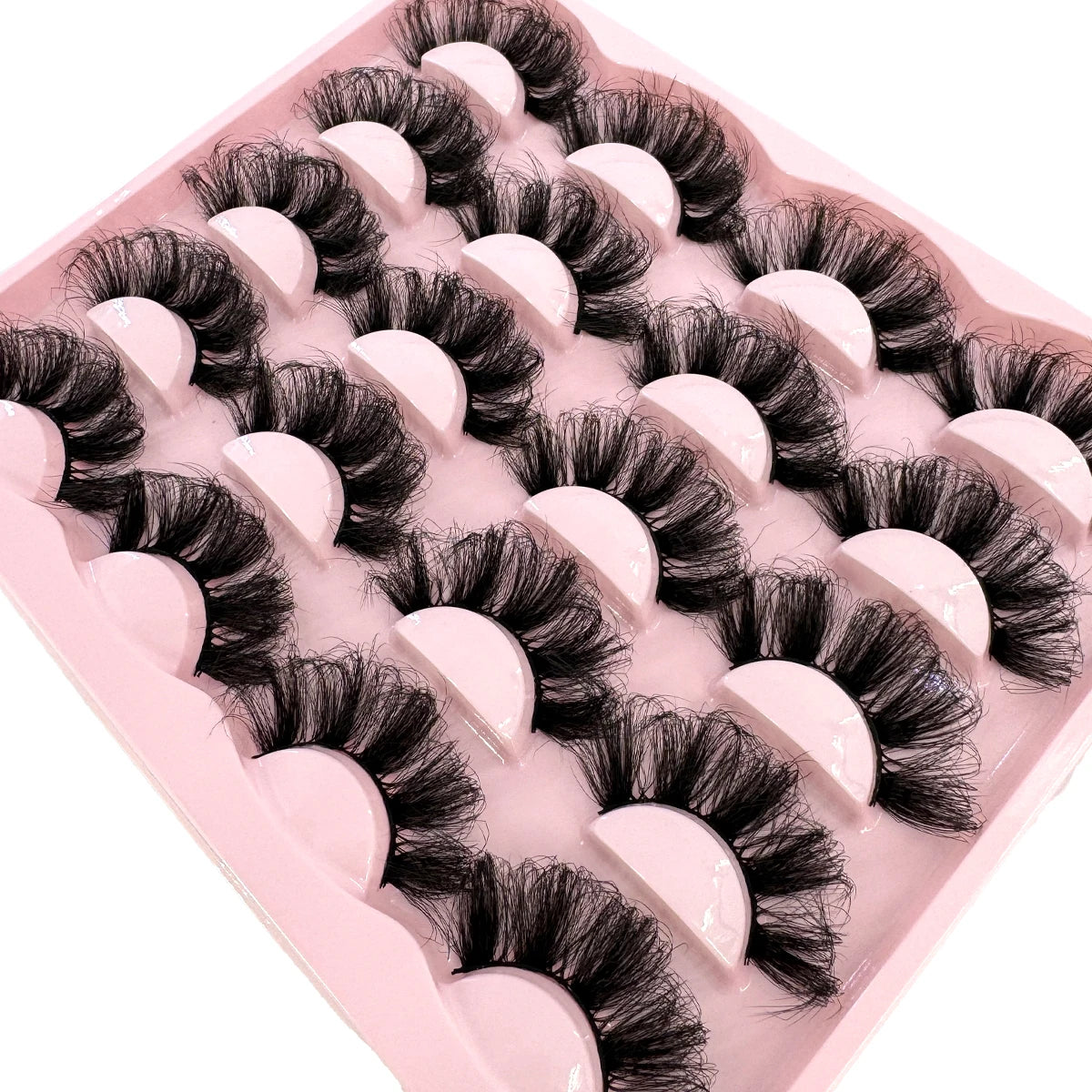 New 10 Pairs 3D Faux Mink Lashes Wispy Fluffy 25MM False Eyelashes Thick Volume Dramatic Cat Eye Lashes Long Strip Wispy Makeup