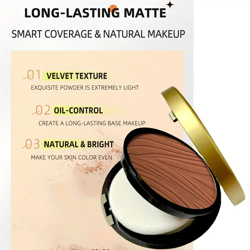 6-Color Matte Waterproof Oil-Control Face Powder Full-Coverage Concealer & Contour Fine Texture No Fly Long-Lasting Makeup