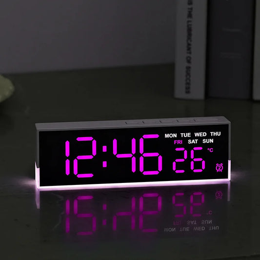 Modern Digital LED Alarm Clock – Smart Mood Light & Temp Display
