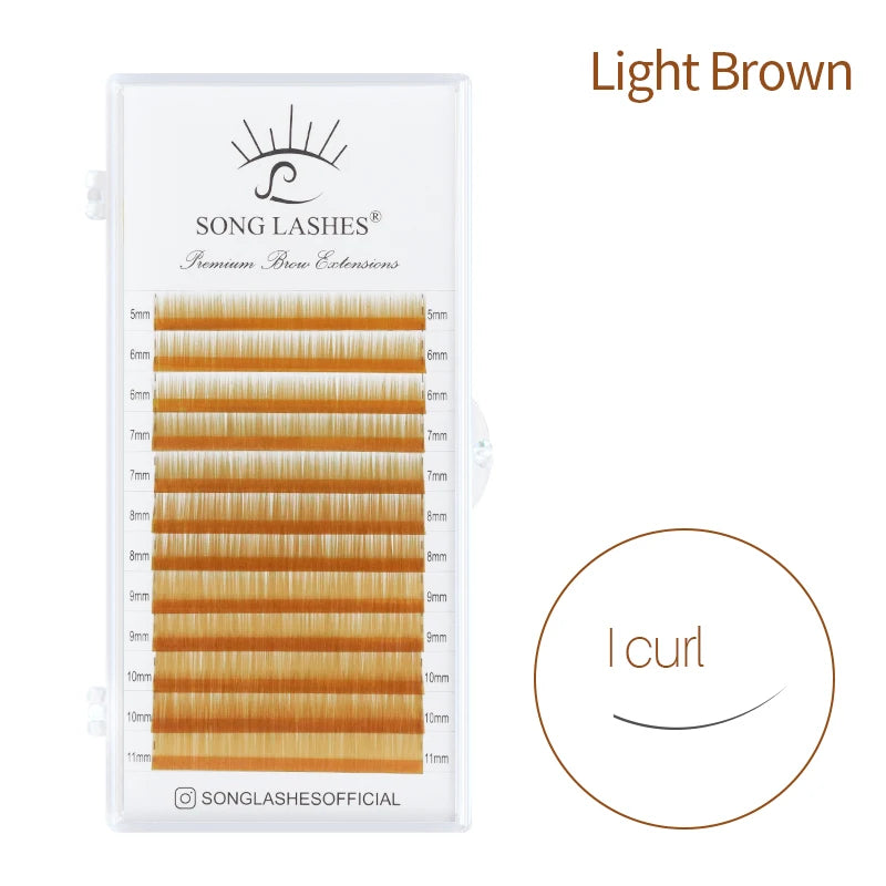 Song Lashes I Curly Eyebrow Extensions 12 Lines Per Piece Korean PBT Material Various Colors Soft and Resemble to Human Hairs
