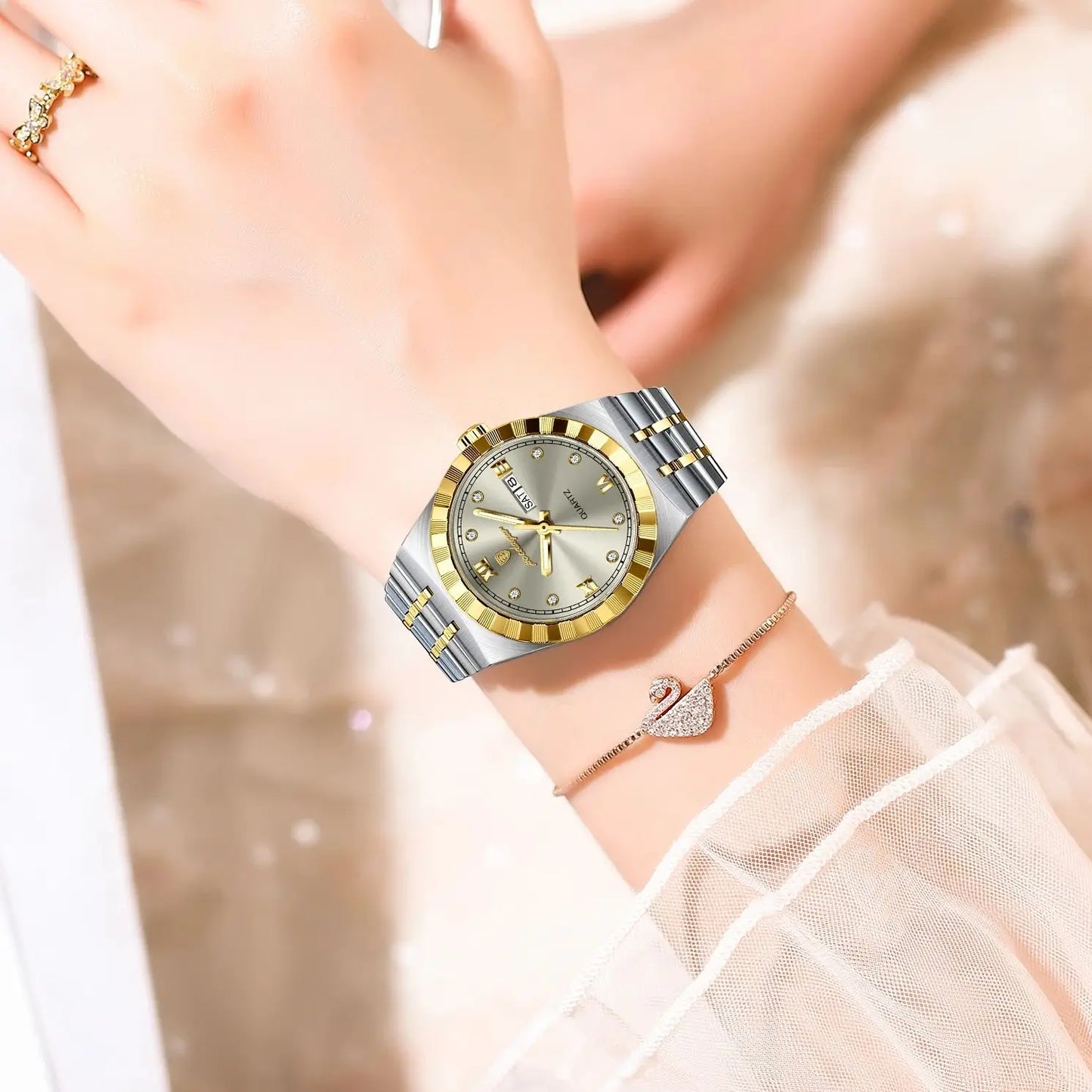 POEDAGAR Luxury Original Ladies Watch Luminous Waterproof Week Date Woman Wristwatch Stainless Steel Women Quartz Watches Female