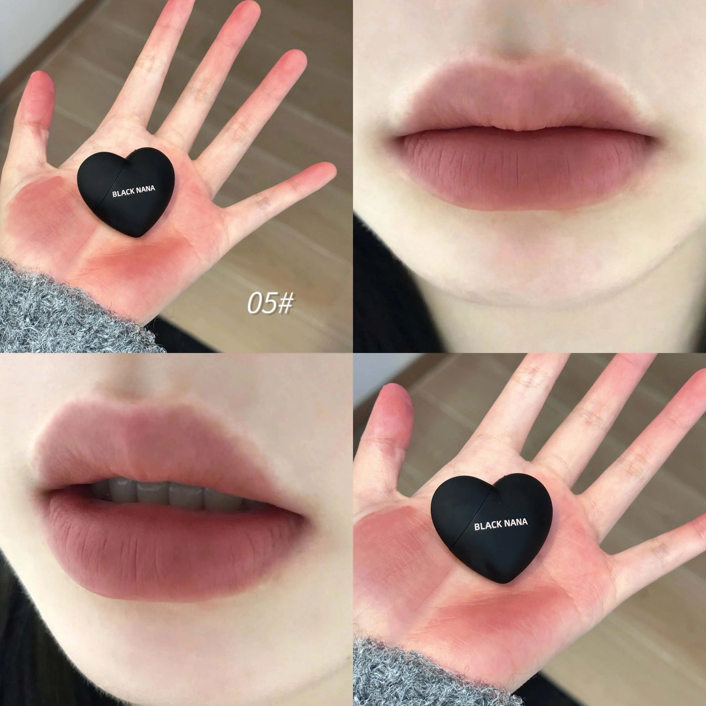 Mini Black Silver Heart Velvet Matte Lipstick Lip Mud Lip Gloss Nude Waterproof Lasting Lip Tint Cosmetic Makeup