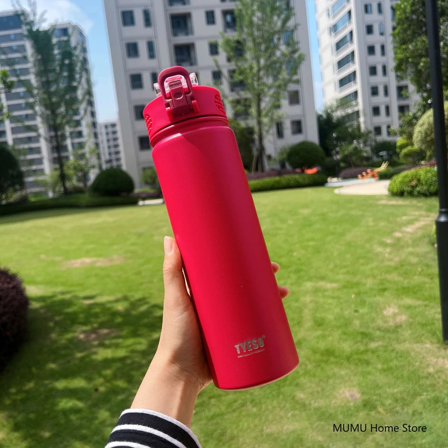 TYESO Stainless Steel Thermal Bottle 600–750ml with Straw | Hot & Cold Insulated