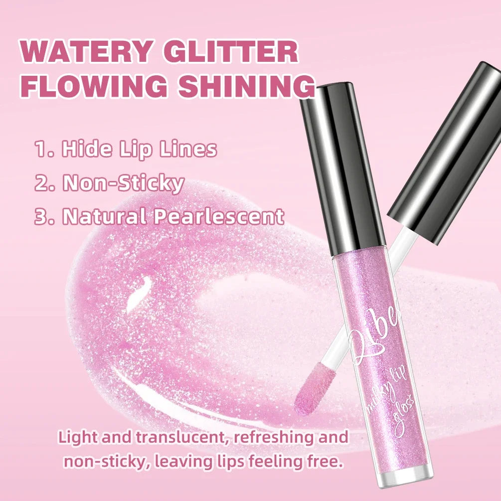 Qibest Lip Gloss 8-Colors Shimmering Lip Tint Moisturizing Hydratinglong-Lasting Shine Lip Stain Best-Selling Lip Gloss Makeup