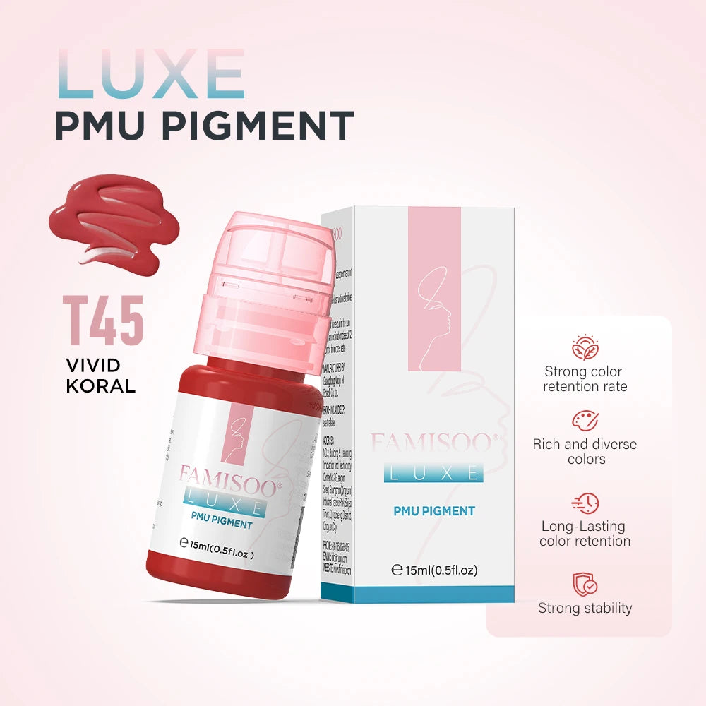 15ML Luxe PMU Pigment Europe's Best-selling 9 colors Lip Tattoo Ink For Semi Permanent Makeup Nano Lips Microblading Pigment