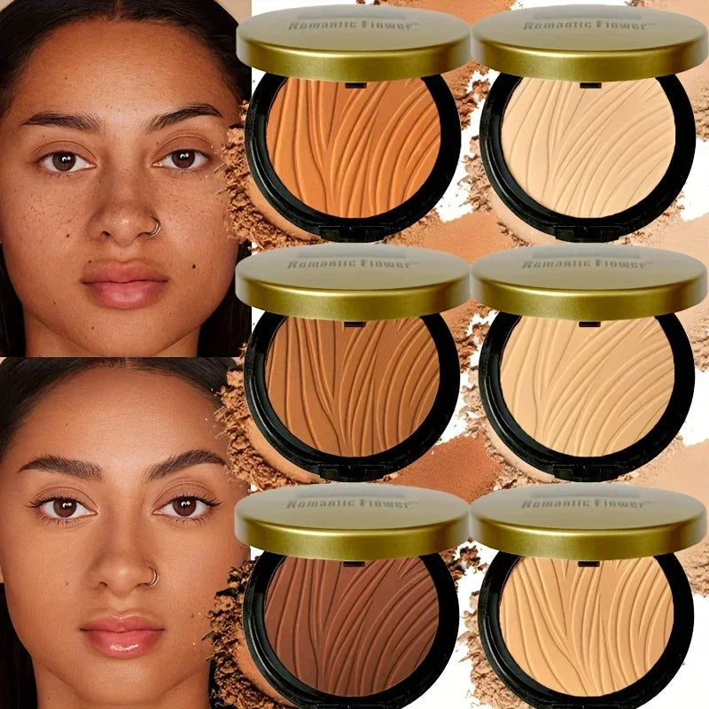 6-Color Matte Waterproof Oil-Control Face Powder Full-Coverage Concealer & Contour Fine Texture No Fly Long-Lasting Makeup