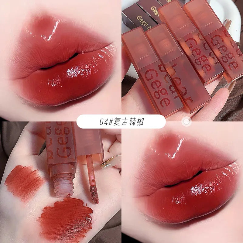 Gege Bear Velvet Lip Glaze Soft Mist Matte Long-Lasting Non-Fading Lipstick for Autumn And Winter