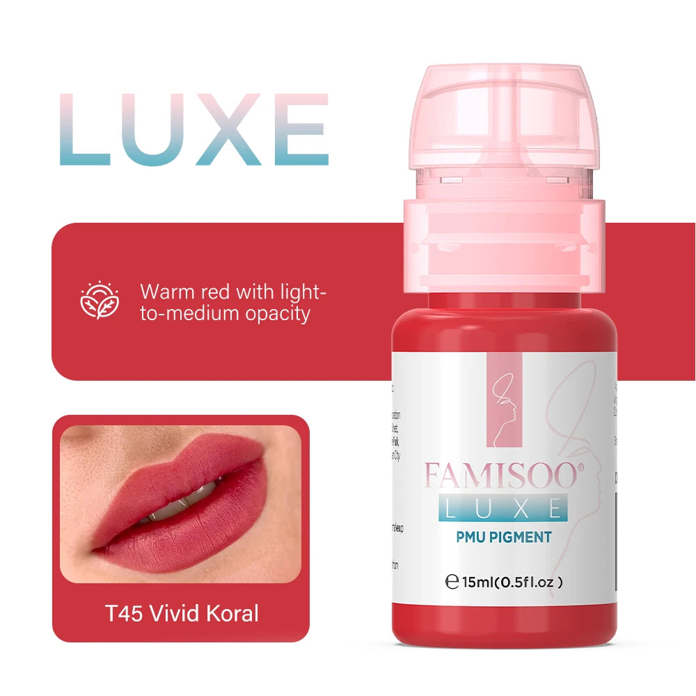 15ML Luxe PMU Pigment Europe's Best-selling 9 colors Lip Tattoo Ink For Semi Permanent Makeup Nano Lips Microblading Pigment