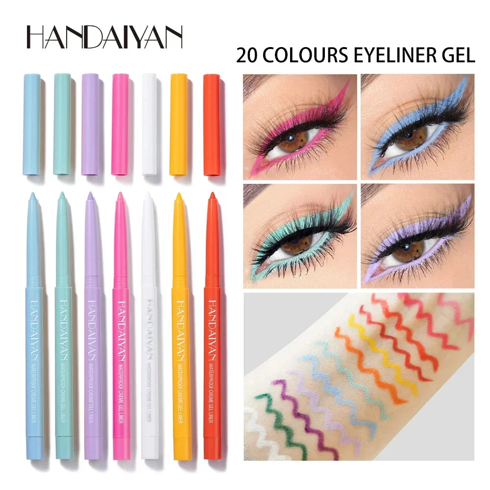 Matte Colorful Eye Liner Pen Cream 20 Colors Eyeliner Gel Pencils Option Easy To Wear Make Up Cosmetics White Yellow Blue Purple