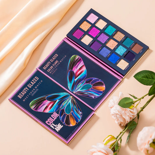 BEAUTY GLAZED Butterfly Highly Pigmented Eyeshadow Palette Smooth Matte & Shimmer Eye Shadow Easy To Blend 18 Colors Eye Makeup