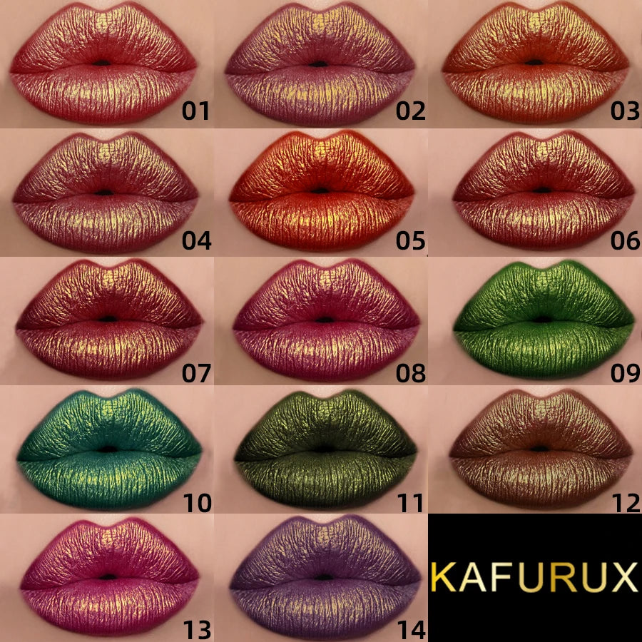 Glitter Shiny Bold& Intense Metallic Lip Glaze Pearlescent Lip Tint, Waterproof Long Lasting Lip Gloss Makeup Matte Lip Gift fo
